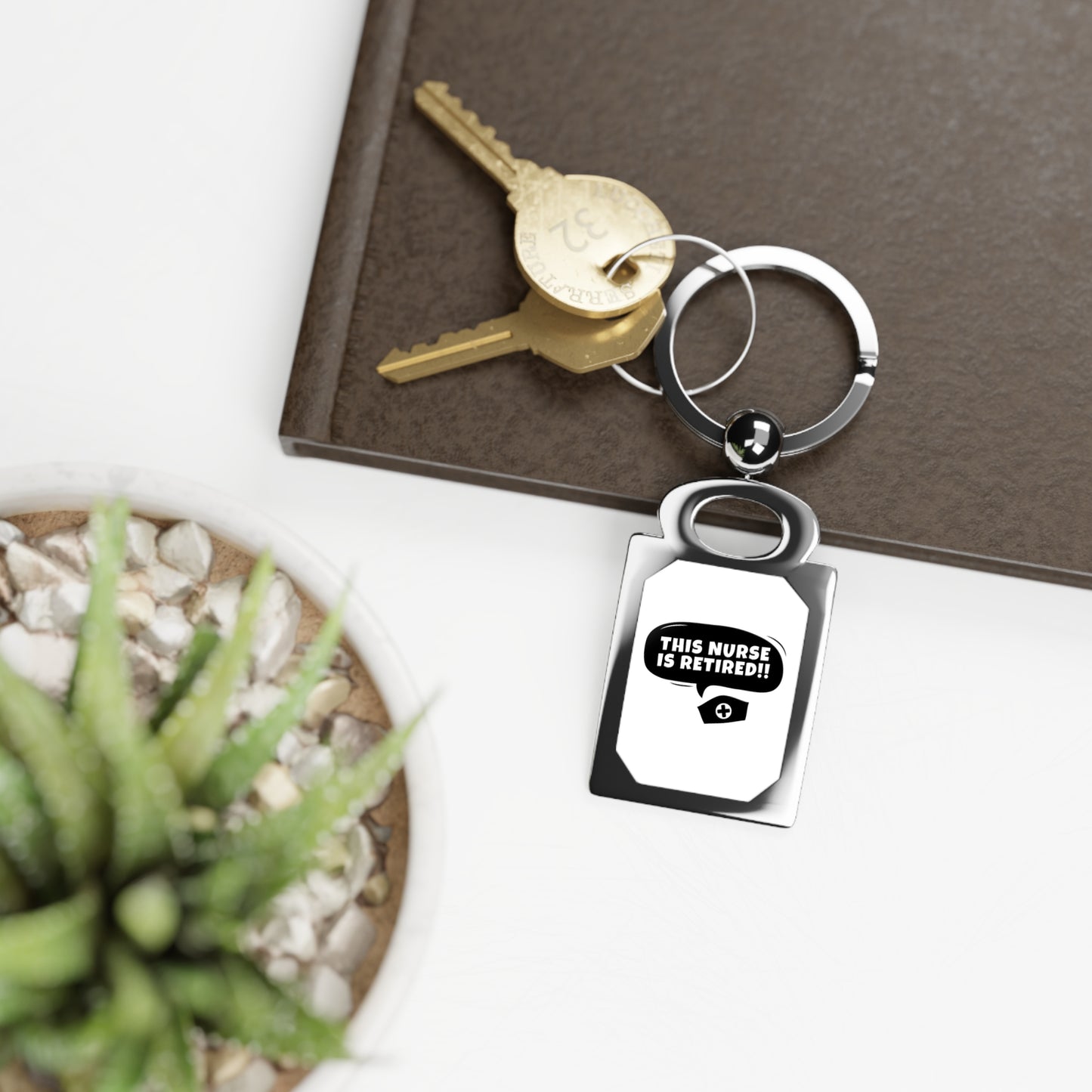 Retired Nurse Rectangle Photo Keyring – Personalized Retirement Gift