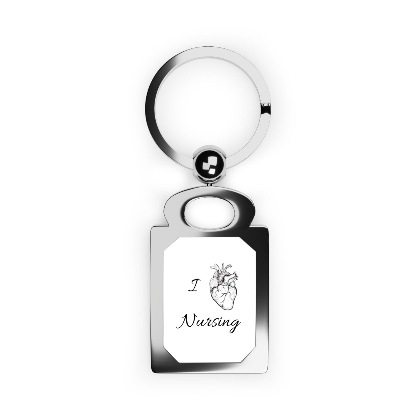 Nursing Keyring — "I [Anatomical Heart] Nursing" Engraved Rectangle Photo Keychain